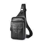 LinkMejor Vintage Men's Genuine Leather Chest Bag Large Capacity Wear-Resistant Crossbody Shoulder Bags Fashion Travel Outdoor Messenger Pack