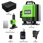 LinkMejor Green Light Laser Level High Accuracy 12-Line 3D 16-Line 4D User-friendly Wall Attachable Battery Powered Construction Tool Lithium Battery Remote Control