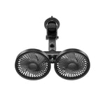 Car Seat Fan Dual Head 3 Speed 3300RPM Digital Display Foldable 5V USB Rechargeable Rear-Seat Mount Suction Cup Bracket