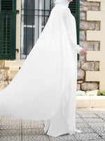 LinkMejor Plus Size Women Chiffon Kaftan Tunic Two-Piece Detachable Outside Bat Long Sleeve Maxi Dress