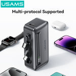 USAMS CD233 20W 4500mAh Dual-Port Plug-in Power Bank Digital Display External Battery Power Supply with 2 Inputs & 2 Outputs Support PD QC AFC FCP SCP Fast Charging for iPhone 16 Pro 15 14 Plus 13 12 Pro Max for Huawei Mate XT for Xiaomi 15pro for Samsung