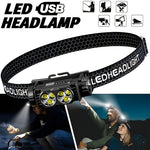 LinkMejor TD-0193 USB Rechargeable Headlamp with Magnetic Handsfree Headlight 6-LED Bright Torch 1200mAh Battery Display & Adjustable Gooseneck for Camping Running Emergency USB Head Mounted Flashlight