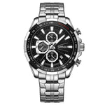 LinkMejor Business Men's Watches Fashion Luxury Stainless Steel Quartz Watches Waterproof Chronograph Multifunctional Watches