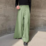 LinkMejor Men Trendy Layered Skirt Pants Loose Fit Casual Comfortable Wide Leg Trousers with Side Pockets Plus Size
