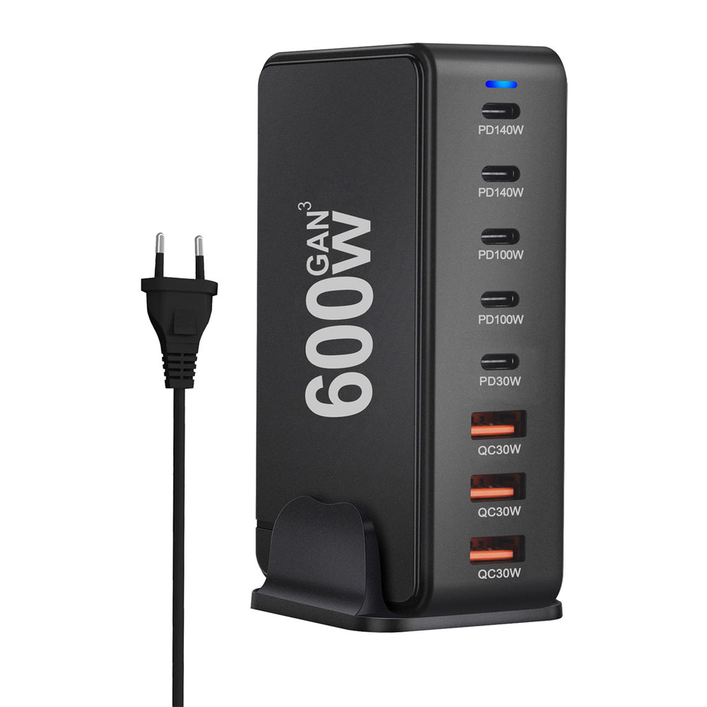[GaN Tech]LinkMejor YMX-600W 600W 8-Port USB PD Charger 5USB-C+3USB-A QC PD3.1 Fast Charging Desktop Charging Station EU Plug US Plug for iPhone 16 16 Pro 15 14 13 Pro Max for Xiaomi 15pro for Samsung Galaxy Z Flip6