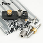 Aluminum Profile Drilling Jig 20/30/40 Series Profile Positioning Punching Locator Set with M6 and M8 Step Drill Bits