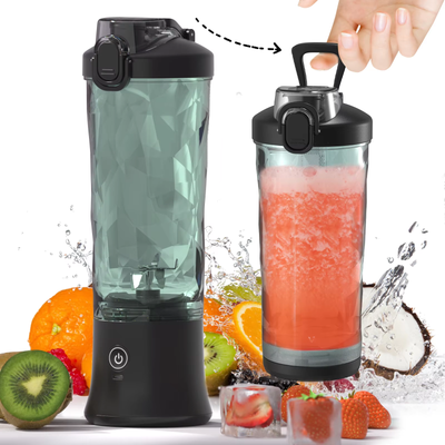 IPRee A8 600ml Portable Blender Electric Juicer USB Rechargeable 304 Stainless Steel Smoothie Maker 2 in 1 Juice Cup for Travel Home Office