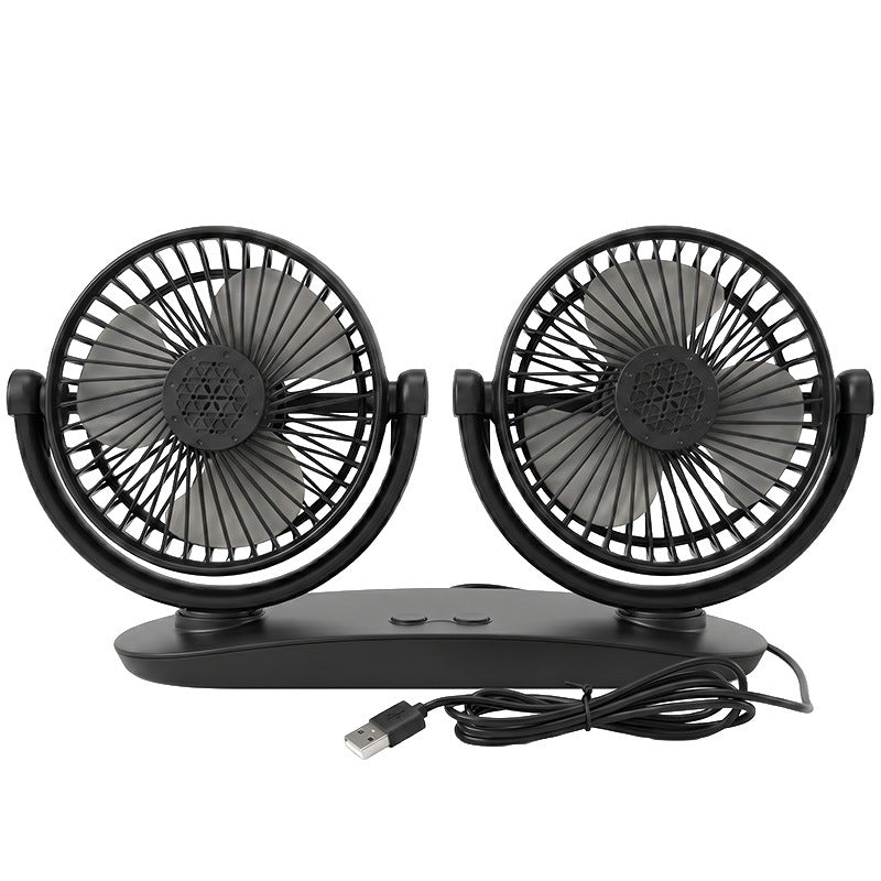 LinkMejor Dual Head Car Fan USB Powered 3 Speed Adjustment Low Noise Universal Vehicle Cooling Fan