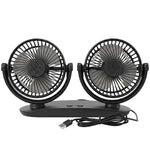 LinkMejor Dual Head Car Fan USB Powered 3 Speed Adjustment Low Noise Universal Vehicle Cooling Fan
