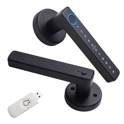 LinkMejor WF-F6 Tuya Smart Fingerprint Door Lock Aluminum Alloy Keyless Entry 5 Unlock Methods App Control Anti-Peep Password IC Card Key Type-C Emergency Power High Security NFC Function