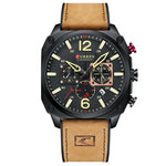 LinkMejor Men Sports Watches Multi-function Chronograph Quartz Watch Luminous Waterproof Calendar Wristwatch