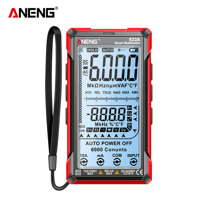 LinkMejor 622A Digital Smart Multimeter 10A Tester Meter Auto Range True RMS DC/AC 6000 Multitester With Laser Lamp Capacitance Ohm