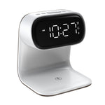 Portable Bedroom Touch Control Bedside Table Lamp Dimmable Digital Alarm Clock Wireless Charging Station for Bedroom, Bedside Office