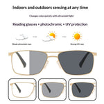 Retro Photochromic Reading Glasses Anti-blue Light HD Lightweight Business Casual Presbyopia Glasses for Men Women