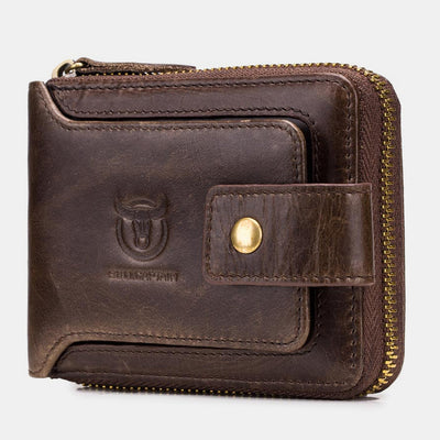 LinkMejor Genuine Leather Mens Wallet RFID Blocking Purse Multifunction Mini Coin Bag Card Holder Stylish Compact Money Clip for Everyday Use Secure Design