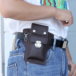 6.9-inch Mobile Phone Bag Men's Multifunctional Anti-theft Waterproof Waist Bag Hang Keys Belted Phone Pouch