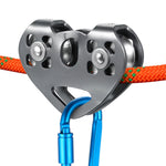 30 kN Zipline Trolley Dual Pulley for 13mm Rope 12mm Cable Aluminum Alloy Climbing Caving Rescue Aloft Work