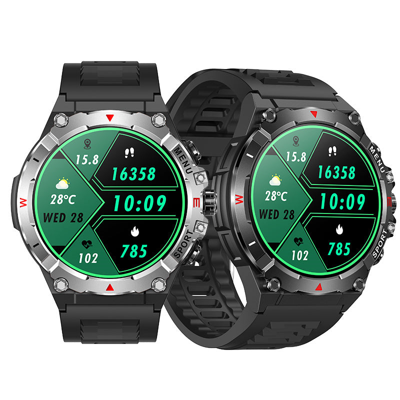 LinkMejor TG02 1.43-inch AMOLED Display GPS Compass Altimeter & Barometer 500mAh Battery bluetooth Call Heart Rate Blood Pressure Blood Oxygen Monitor Sleep Monitoring Multi-sport Modes IP68 Waterproof Smart Watch