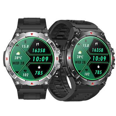 LinkMejor TG02 1.43-inch AMOLED Display GPS Compass Altimeter & Barometer 500mAh Battery bluetooth Call Heart Rate Blood Pressure Blood Oxygen Monitor Sleep Monitoring Multi-sport Modes IP68 Waterproof Smart Watch