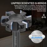 1/2 Inch Shank 6-Wing CNC Spoilboard Surfacing Router Bit Carbide Insert Slab Flattening Milling Cutter 2" Cutting Diameter for Wood Routers