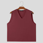 LinkMejor Mens Solid Textured V-Neck Sleeveless Tank Top Comfortable Cool Vest Top