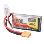 LinkMejor 7.4V 1500mAh 40C 2S LiPo Battery XT60 Plug for RC Drone