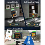 EU US Direct CIGMAN CM-S04 16 Lines Green Beam Laser Level 4x360° Self Leveling LCD Display 30m Range Rechargeable Battery IP54 Outdoor Pulse Mode Tool