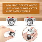 Small Side Mount Caster Wheels 1.25 Inch Set of 4 Rubber Wheels Rigid Casters Furniture Rollers Underbed Drawers DIY Project Non-Marking Smooth Glide 140 LBS Capacity