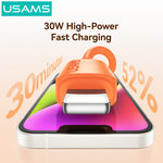 USAMS SJ788 U98 3A PD30W USB-C to iP Cable PD Fast Charging Data Transmission Thickened Copper Core Line 1M Long for iPhone 14 14 Pro 13 Pro Max 12