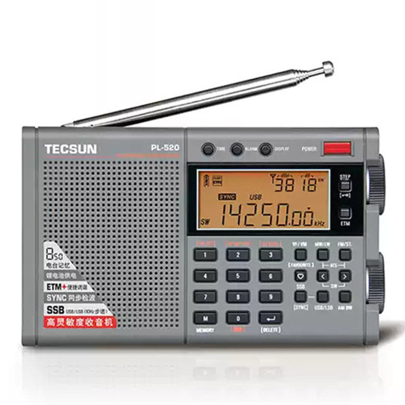 Tecsun PL-520 Portable Full Wave Radio FM/LW/SW/MW SSB Receiver DSP Digital Display Stereo Headphone USB Charging Radios
