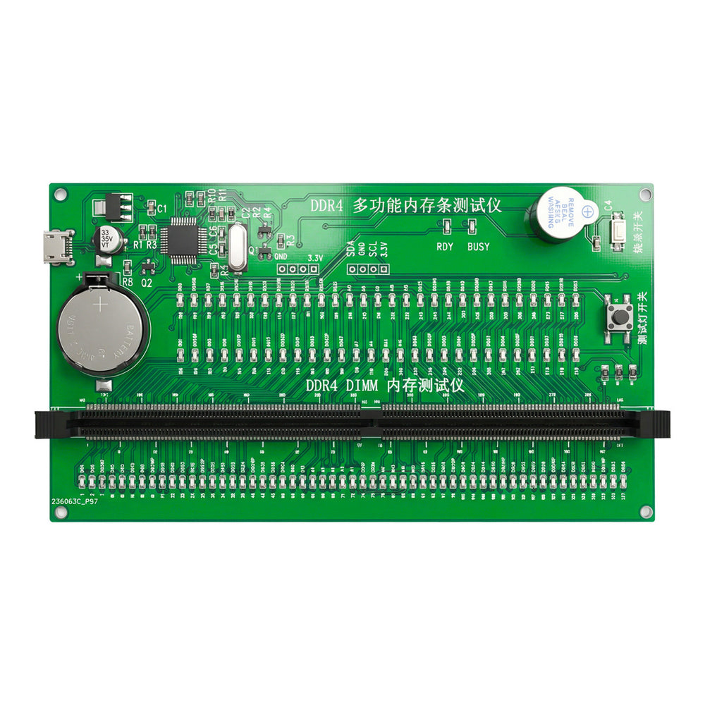 HMT-SP02 DDR4 Desktop Memory Module Tester With SPD Programmer DDR4 DIMM Desktop RAM Diagnostic Card Micro-USB Power LED Indicators 145x80mm Board