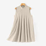 LinkMejor Women Elegant Stand Collar Sundress Sleeveless A-Line Midi Party Prom Dress