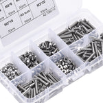 230pcs M3 304 Stainless Steel Allen Hex Drive Button Head Socket Cap Bolts Screws Nuts Assortment Kit Box Nuts Allen bolts Set