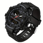 LinkMejor Men's Dual Display Sports Digital Watches Alarm Clock Day Weeks Multi-functional Luminous Wrist Watch