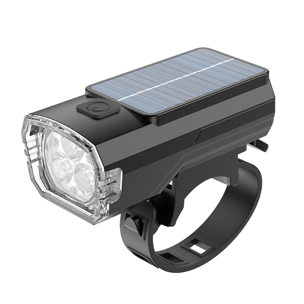 LinkMejor Solar Rechargeable LED Bicycle Headlight Anti-glare Type-C Charging Waterproof Bike Front Light for MTB Night Riding Safety