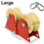 Versatile Foldable Pulley Manual Pulley Bend-Friendly High-Altitude Work Material Lifting Rope Tensioning Heavy Loads Steel Nylon Anti-Slip Design Compact Easy Storage