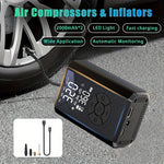 Portable Cordless Electric Air Compressor Pump with LED Emergency Light USB Rechargeable Fits for Car Tires Bicycles and Sports Balls