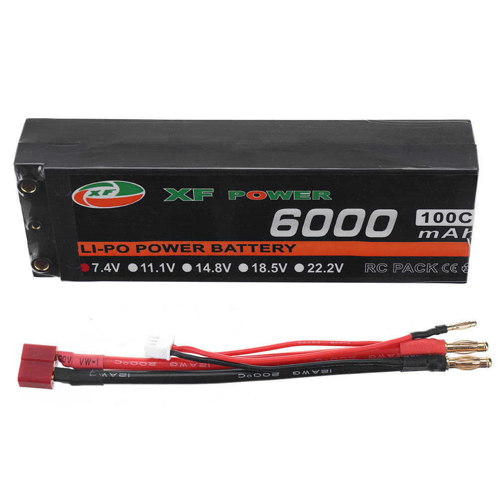 LinkMejor 7.4V 6000mAh 100C 2S LiPo Battery T Deans Plug for RC Drone