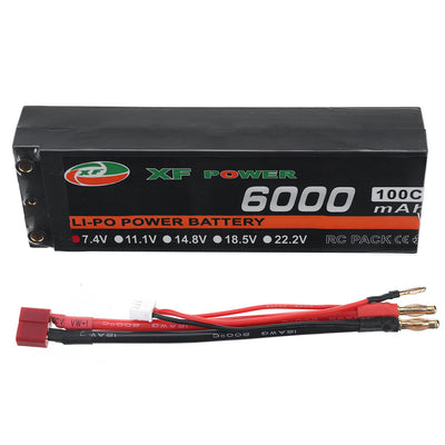 LinkMejor 7.4V 6000mAh 100C 2S LiPo Battery T Deans Plug for RC Drone