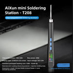 T208 Mini Electric Soldering Iron LCD Screen Adjustable Temperature 100W Portable Soldering Station USB Communication Programmable Welding Tools Micro Soldering PCB CPU IC Electronics Maintenance