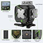 Huepar S04CG 4D 16 Line Laser Level Self-Leveling LCD Screen Bluetooth Connectivity Rechargeable Battery IP54 Waterproof Type-C Charging