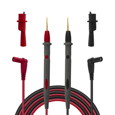 LinkMejor PT1008 20A 1000V Silicon Rubber Wire Retardant Gilded Sharp Needle Probe Digital Multimeter Test Lead with Crocodile Clip