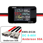 LinkMejor KWS-DC26 Battery Charger Tester Power Meter Voltmeter Ammeter DC 8-80V 50A LCD Screen Overvoltage Overcurrent Warning XT60 XT90 Anderson Connector Solar Electric Vehicle Motorcycle