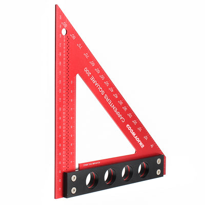 LinkMejor 200mm Aluminum Alloy Carpenter Square Triangle Ruler Woodworking Precision Hole Positioning Square