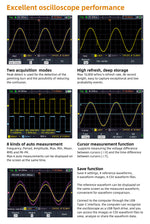 LinkMejor HDS25/HDS25S 25MHz Dual Channel Oscilloscope with Multimeter 250MSa/s Sampling Rate LCD Display Waveform Generator