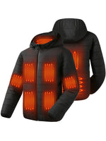 Auxo 9-Zones Men Heated Hooded Jacket with 20000mAH Power Bank - Waterproof Lightweight Warm Electric Heating Coat for Winter Outdoor
