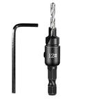 5PCS Countersink Drill Bit Set +1PC Wrench Wood Tools Carpentry Woodworking Drill Bit Pilot Holes Hex Shank Screw Size #5 #6 #8 #10 #12