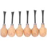 6pcs Wood Carving Chisel Set Ergonomic Beech Wood Handle Heat Treated Steel Blades Professional Woodworking Tools for DIY Craft Carving and Turning