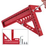 LinkMejor 3D Multi-Angle Measuring Ruler Square Ruler Hole Drawing Ruler Metric Scale Carpenter Woodworking Layout Tool