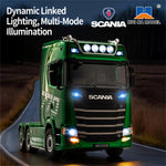 Huina Toys 1501 PRO 1502 1/18 2.4G 19CH Scania 770S Official Licensed Tractor Semi-Truck Trailer RC Car Cool LED Light Full Proportional Remote Control RTR Vehicle Models